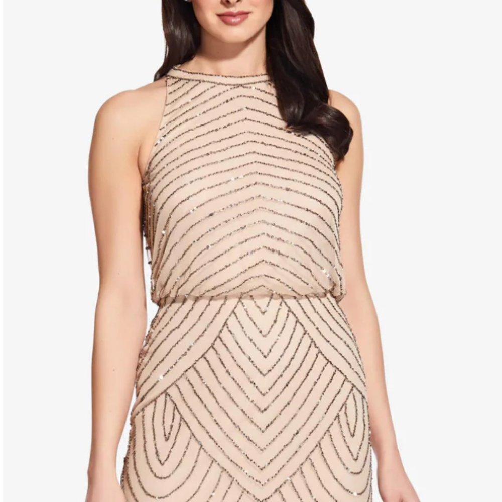 Adrianna Pappell ART DECO COCKTAIL DRESS WITH HALTER NECK